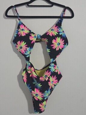 California Waves Daisy Knotted Cutout One Piece Swimsuit